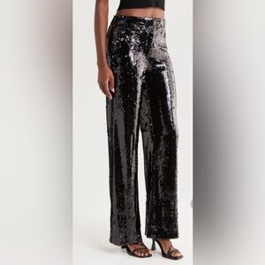 Wayf Shimmering Black Sequin Trousers. New. M